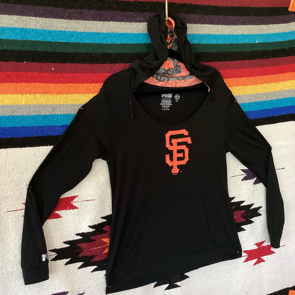 Major League fitness San Francisco giants hooded lightweight long sleeve shirt